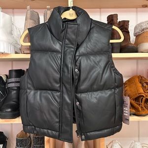 Brand New Faux Leather Puffer Vest
